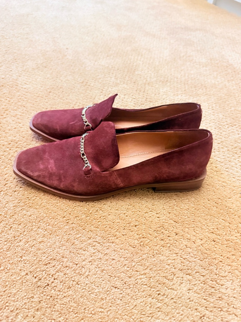 Franco Sarto Burgundy Suede Chain Loafers